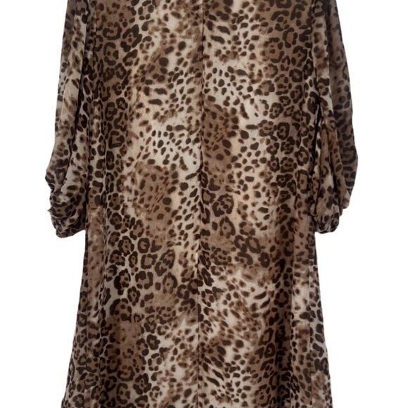 Eva Mendes Women’s Leopard Print Dress Shift Puff Sleeve Size M - Picture 3 of 4